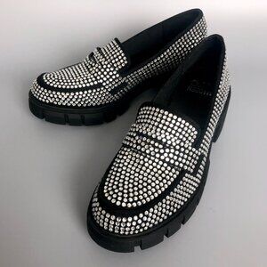 BNWOT Madden NYC Rhinestone Vegan Leather Loafers, Size 8